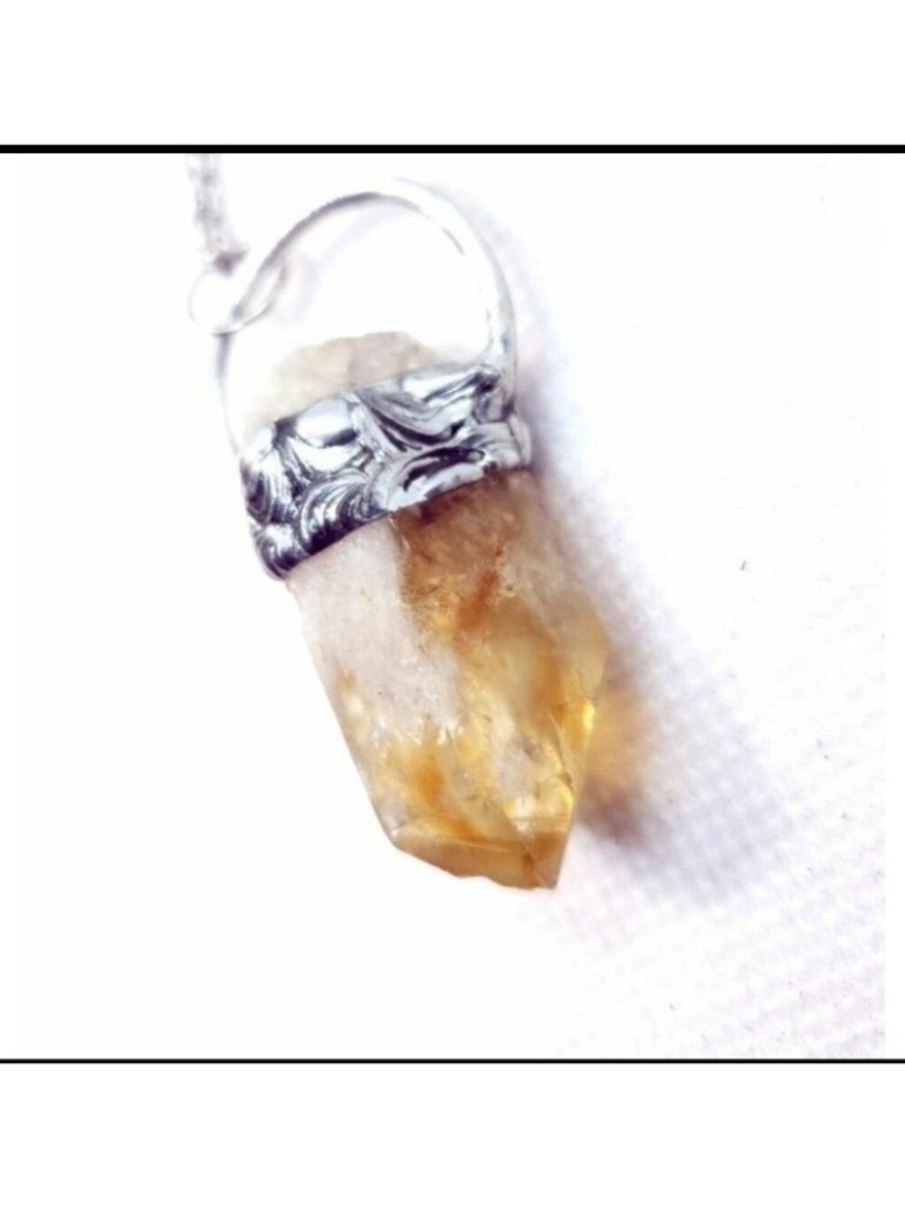 Raw citrine crystal necklace